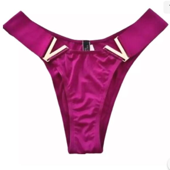 Victoria’s Secret Very Sexy Satiny Bombshell Brazilian Slip metallic V Panty M - Picture 1 of 6